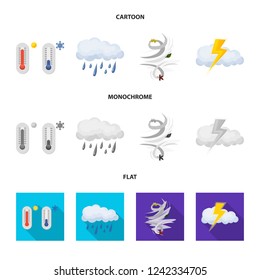 Isolated object of weather and climate symbol. Set of weather and cloud stock symbol for web.