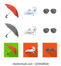 Isolated object of weather and climate symbol. Set of weather and cloud stock symbol for web.