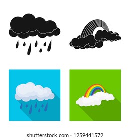 Isolated object of weather and climate symbol. Collection of weather and cloud vector icon for stock.
