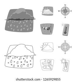 Isolated object of weather and climate symbol. Collection of weather and cloud stock vector illustration.
