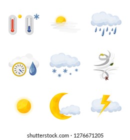 Isolated object of weather and climate symbol. Set of weather and cloud vector icon for stock.