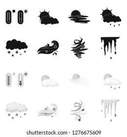 Isolated object of weather and climate symbol. Set of weather and cloud stock vector illustration.