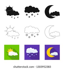 Isolated object of weather and climate symbol. Set of weather and cloud stock symbol for web.