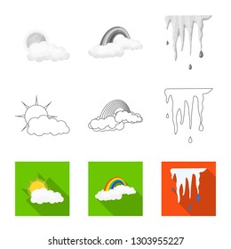 Isolated object of weather and climate symbol. Set of weather and cloud vector icon for stock.