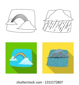 Isolated object of weather and climate symbol. Collection of weather and cloud vector icon for stock.