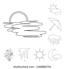 Isolated object of weather and climate symbol. Collection of weather and cloud stock symbol for web.