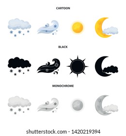 Isolated object of weather and climate symbol. Collection of weather and cloud stock vector illustration.