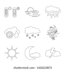 Isolated object of weather and climate symbol. Set of weather and cloud stock symbol for web.