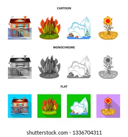 Isolated object of weather and distress icon. Set of weather and crash stock symbol for web.
