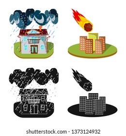 Isolated object of weather and distress icon. Set of weather and crash stock vector illustration.