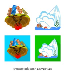 Isolated object of weather and distress icon. Collection of weather and crash stock vector illustration.