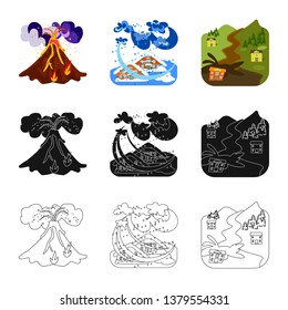 Isolated object of weather and distress icon. Collection of weather and crash stock vector illustration.