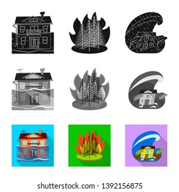Isolated object of weather and distress icon. Set of weather and crash stock vector illustration.
