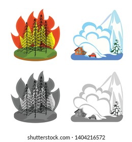 Isolated object of weather and distress icon. Collection of weather and crash stock symbol for web.