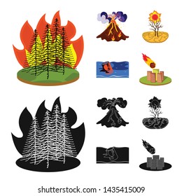 Isolated object of weather and distress icon. Collection of weather and crash stock vector illustration.
