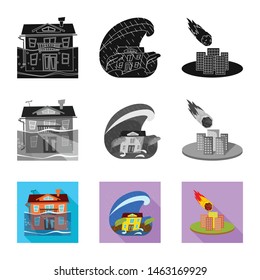 Isolated object of weather and distress icon. Set of weather and crash vector icon for stock.