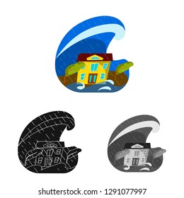 Isolated object of weather and distress logo. Collection of weather and crash stock symbol for web.