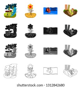 Isolated object of weather and distress logo. Collection of weather and crash vector icon for stock.
