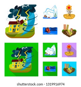 Isolated object of weather and distress logo. Collection of weather and crash stock symbol for web.