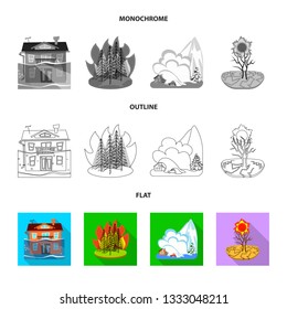 Isolated object of weather and distress logo. Set of weather and crash vector icon for stock.
