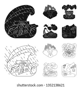 Isolated object of weather and distress logo. Set of weather and crash vector icon for stock.