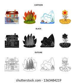 Isolated object of weather and distress logo. Collection of weather and crash stock vector illustration.