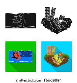 Isolated object of weather and distress logo. Collection of weather and crash stock vector illustration.