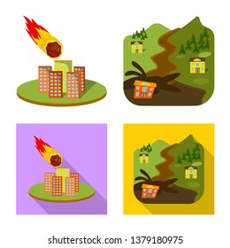 Isolated object of weather and distress logo. Collection of weather and crash vector icon for stock.