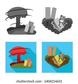 Isolated object of weather and distress logo. Set of weather and crash vector icon for stock.