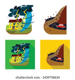 Isolated object of weather and distress logo. Collection of weather and crash stock vector illustration.