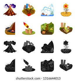 Isolated object of weather and distress sign. Collection of weather and crash vector icon for stock.