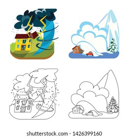 Isolated object of weather and distress sign. Set of weather and crash stock symbol for web.