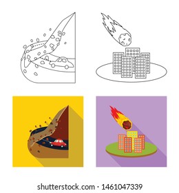 Isolated object of weather and distress sign. Set of weather and crash stock symbol for web.