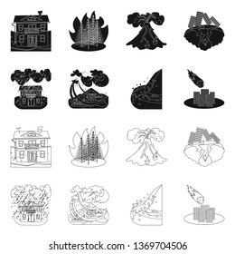 Isolated object of weather and distress symbol. Collection of weather and crash stock vector illustration.