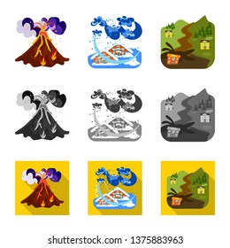 Isolated object of weather and distress symbol. Collection of weather and crash stock vector illustration.