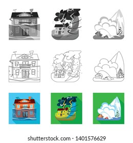 Isolated object of weather and distress symbol. Collection of weather and crash stock vector illustration.
