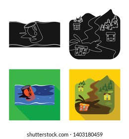 Isolated object of weather and distress symbol. Collection of weather and crash stock vector illustration.