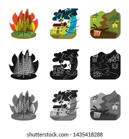 Isolated object of weather and distress symbol. Collection of weather and crash stock vector illustration.