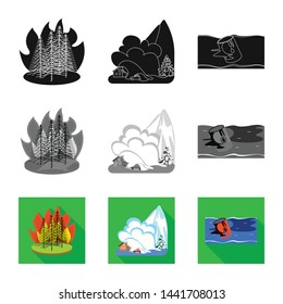 Isolated object of weather and distress symbol. Set of weather and crash vector icon for stock.