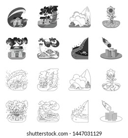 Isolated object of weather and distress symbol. Collection of weather and crash vector icon for stock.