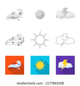 Isolated object of weather and weather logo. Collection of weather and application stock symbol for web.