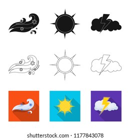 Isolated object of weather and weather logo. Set of weather and application stock vector illustration.
