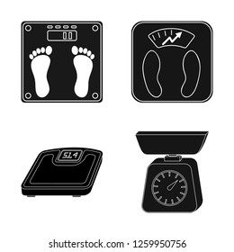 Isolated object of weight and lab symbol. Set of weight and kitchen vector icon for stock.