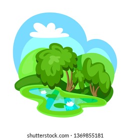 Isolated object of wetland and grass icon. Collection of wetland and green stock symbol for web.