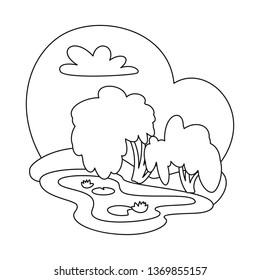Isolated object of wetland and grass logo. Collection of wetland and green vector icon for stock.