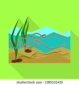 Isolated object of wetland and grass sign. Collection of wetland and ecology stock vector illustration.