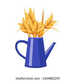 Isolated object of wheat and bouquet sign. Set of wheat and teapot stock symbol for web.