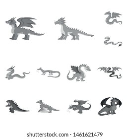 Isolated object of wild and mythical icon. Set of wild and halloween vector icon for stock.