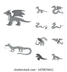 Isolated object of wild and mythical icon. Set of wild and halloween stock vector illustration.