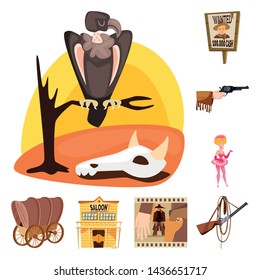 Isolated object of wild and west icon. Set of wild and american vector icon for stock.